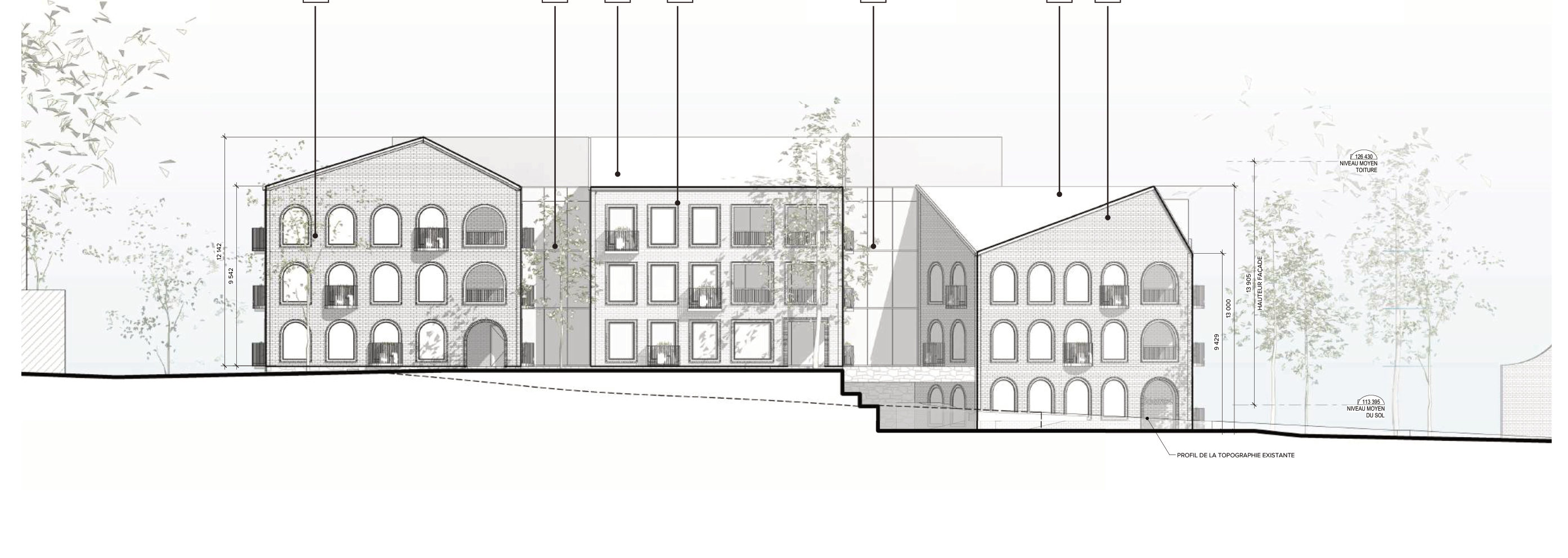 South elevation of the project
