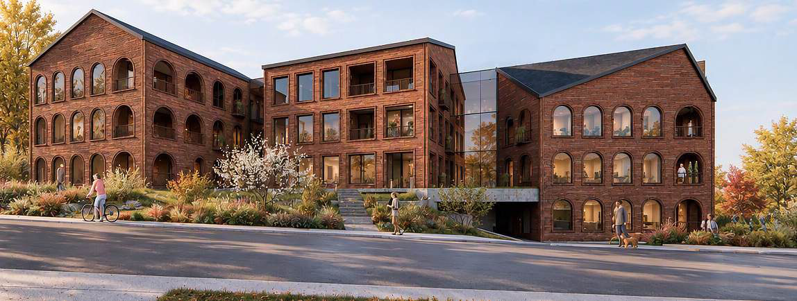 Rendering of the project’s brick facades