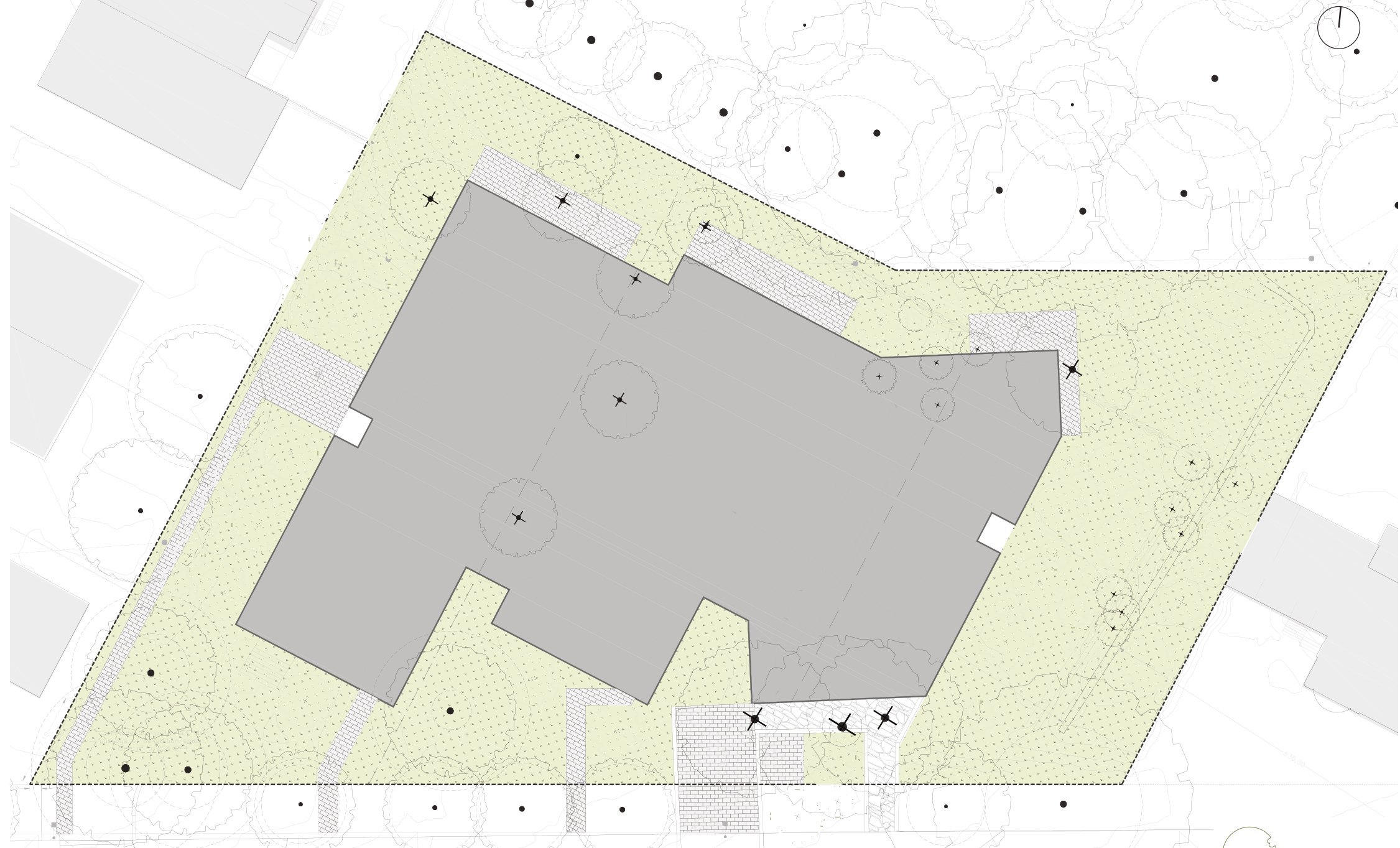 Plan of existing conditions and the proposed footprint